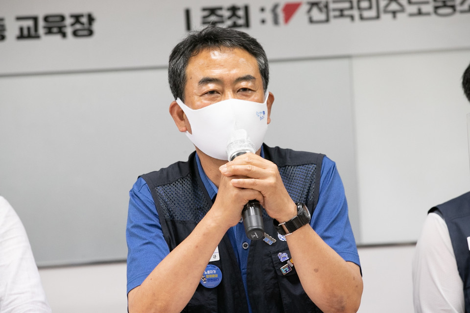 김호규 금속노조 위원장이 정부의 7.3 전국노동자대회에 대한 탄압 예고를 비판했다. ⓒ 송승현 기자
