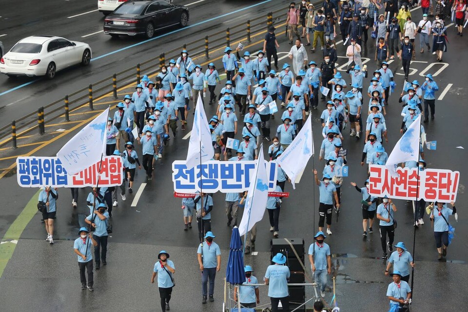 13일 숭례문에서 열린 8.15 전국노동자대회 ⓒ 양지웅 기자