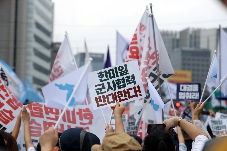 13일 숭례문에서 열린 8.15 전국노동자대회 ⓒ 백승호 기자