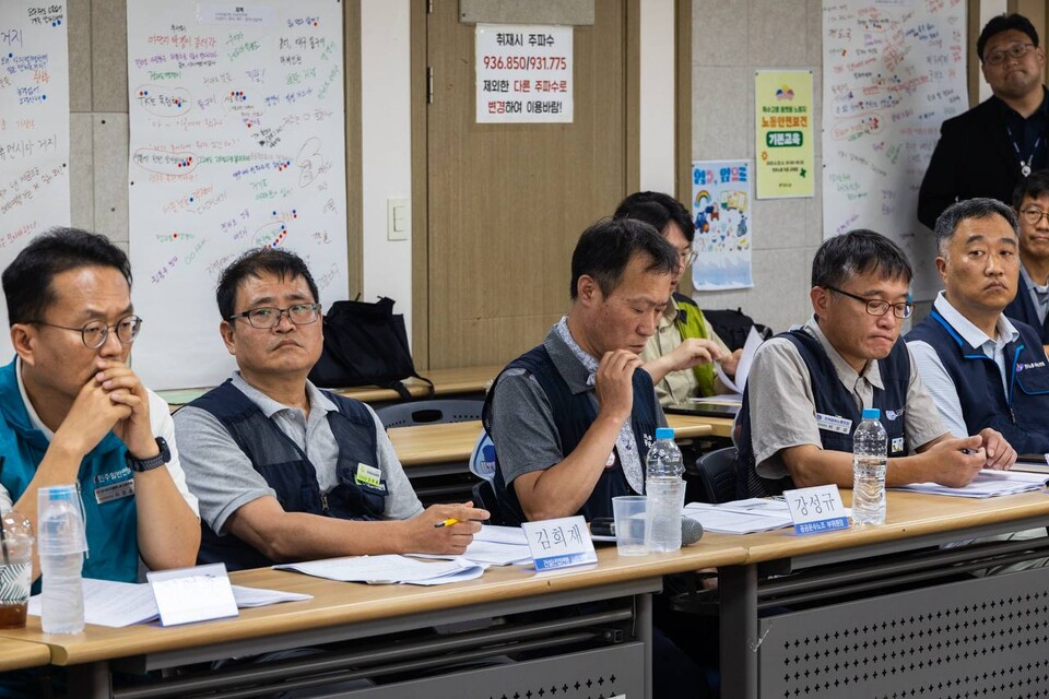 민주노총이 8일 오전 10시 서울 중구 민주노총 15층 교육장에서 국정기획위원회를 만나 정책협의를 했다. 민주노총은 이재명정부의 국정기조를 수립할 국정기획위원회에 민주노총의 정책요구를 반영할 수 있도록 의견을 전달했다. 사진=송승현